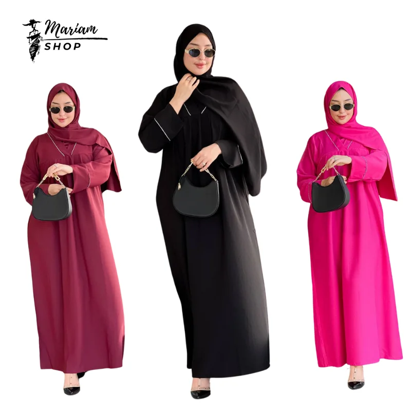 عباية راقية مكونة من قطعتين بأفخم أنواع التوب  ثوب كريب روزا