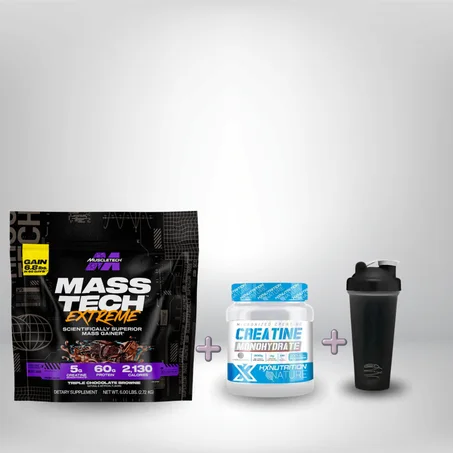 pack mass tech 2.7kg + creatine hx 300g + smart shaker