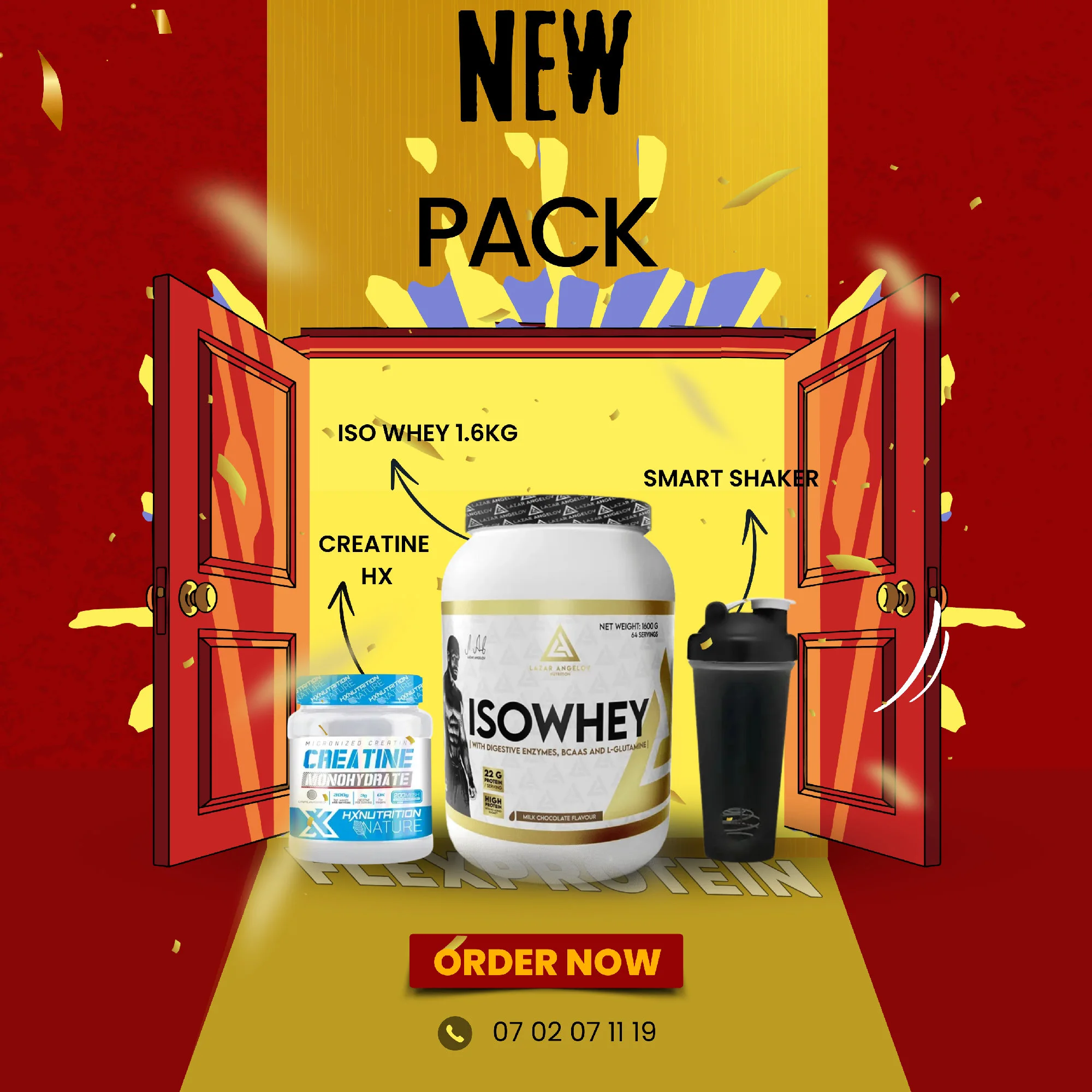 PACK ISO WHEY LAZAR+CREATINE HX 300G+SMART SHAKER