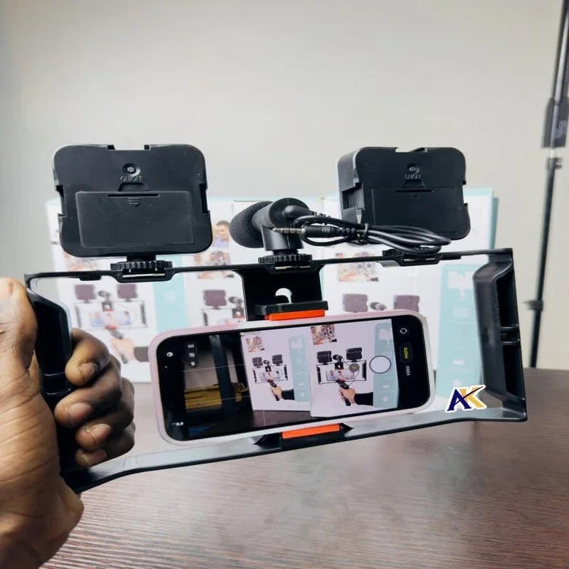 Kit de Création Vidéo AY-49X – Stabilisateur, Micro & Éclairage