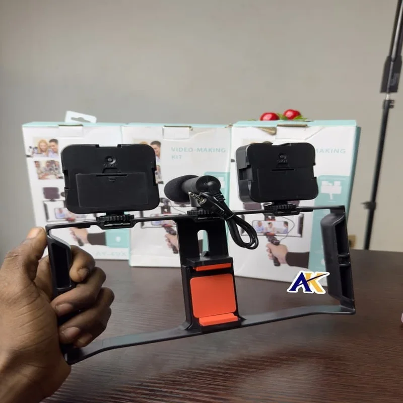 Kit de Création Vidéo AY-49X – Stabilisateur, Micro & Éclairage