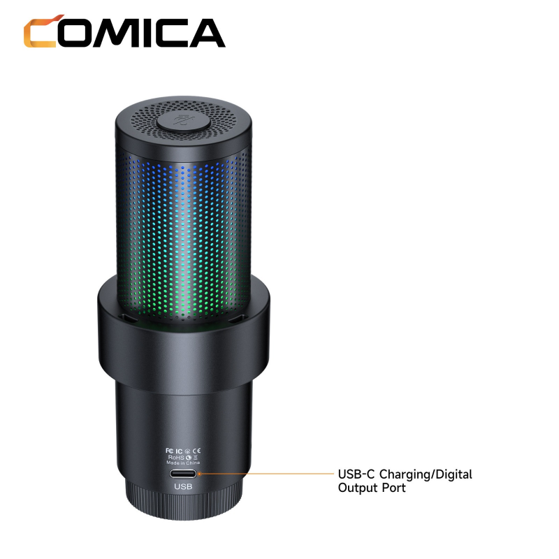 Micro Podcasts Comica EJoy Uni Pro – Microphone Cardioïde RGB USB  Sans Fil