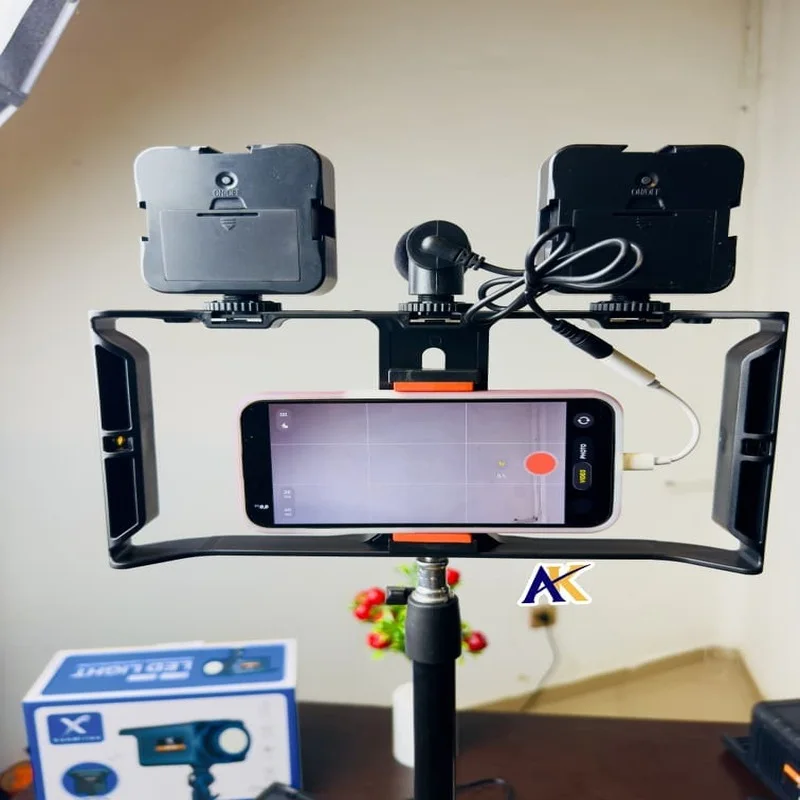 Kit de Création Vidéo AY-49X – Stabilisateur, Micro & Éclairage