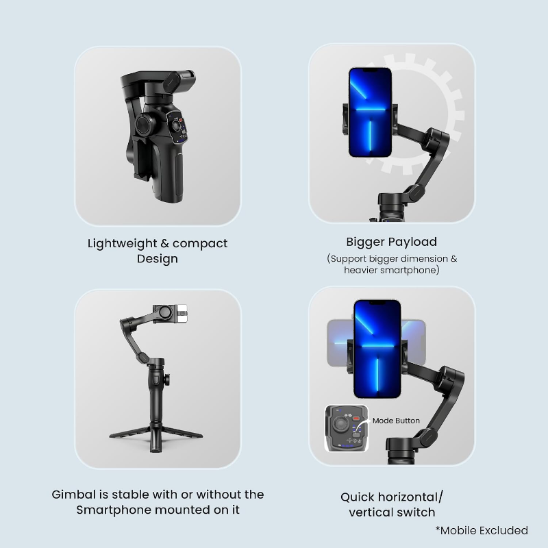 Stabilisateur Smartphone 3 Axes L9 (Gimbal) avec Détecteur de Mouvement