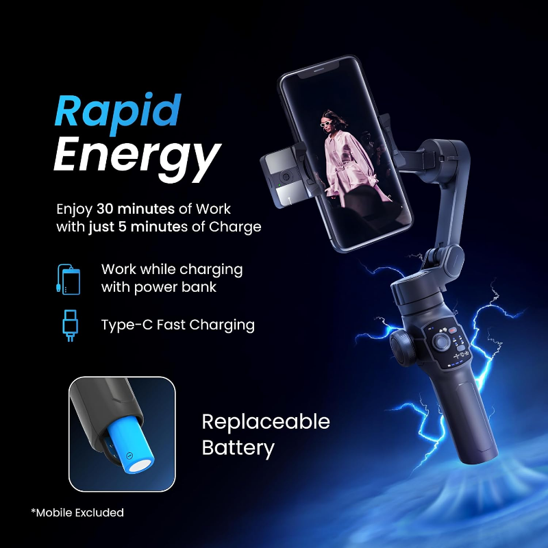 Stabilisateur Smartphone 3 Axes L9 (Gimbal) avec Détecteur de Mouvement