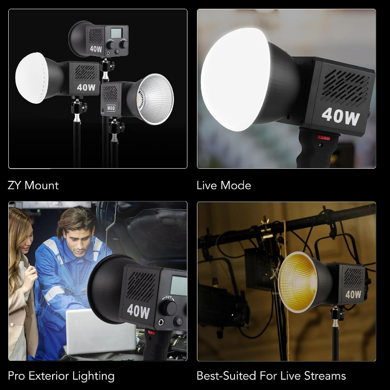 Projecteur LED COB 40W Rechargeable Photo/Vidéo M60