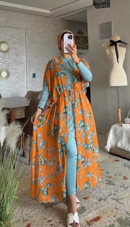 🌸 طقم 6 قطع صيفي أنيق ومحتشم بوركيني الصيف