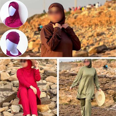 بوركيني صيفي أنيق - موديل 4 قطع