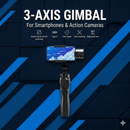 3AXIS GIMBAL – Stabilisateur Anti-Tremblement | Contrôle Fluide & Vidéo Pro