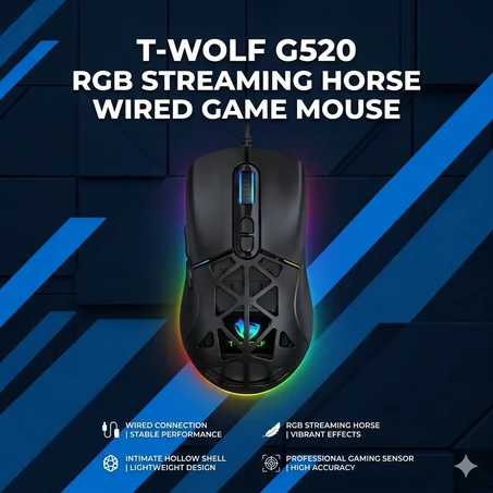 T-WOLF G520 – Souris Gaming RGB | Précision Extrême & Contrôle Total