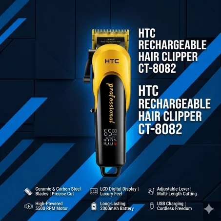 HTC CT-8082 – Tondeuse Barber Haute Performance | Style, Puissance & Précision