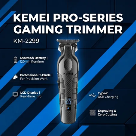 Kemei Pro KM-2299 – Tondeuse Barber Pro | Précision Maximale & Coupe 0 Gap