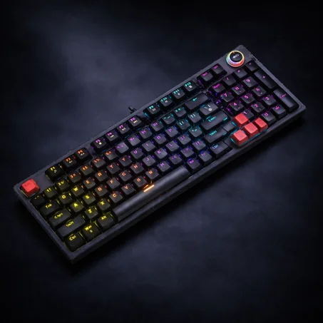 JEDEL KL114 – Clavier Gaming Mécanique avec Knob | Contrôle Total & Performance Pro