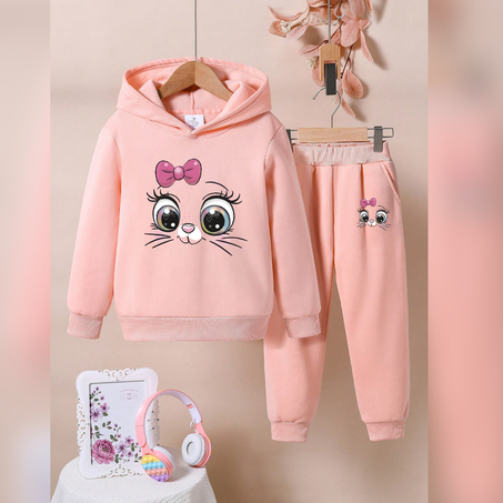 أنسومبل بناتي وردي – بطبعة قطة لطيفة | 2 بياس