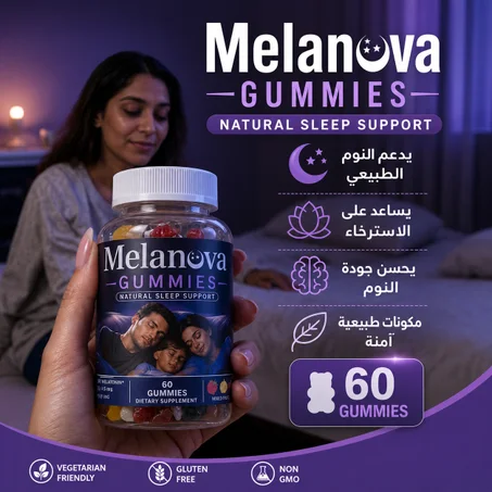 Melanova Gummies لنوم هادئ واسترخاء طبيعي اطلبي واستفيدي بالعروض +الشحن المجاني