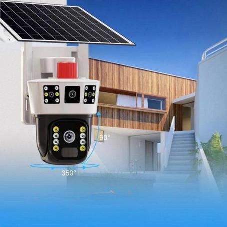 Caméra solaire 4G 12MP sans fil 3 LENS solaire 6K V380 pro