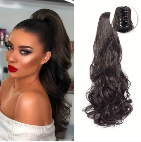 queue de cheval bouclé pince à griffes , marron foncé