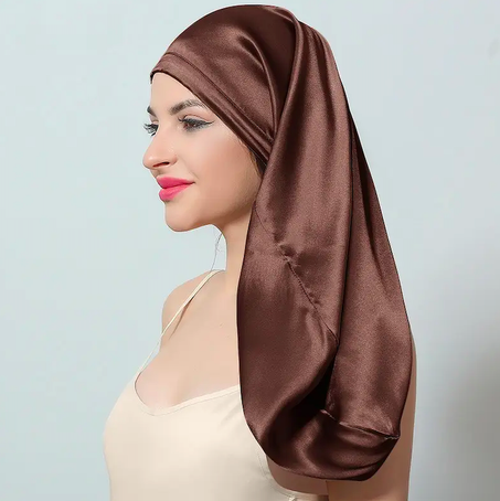 Bonnet de nuit en soie , pour cheveux longs