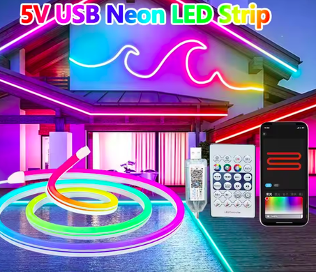 Bande lumineuse néon flexible 5m, décoration murale
