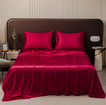 drap plat et 2 taie d'oreiller en soie de Luxe , pour le cheveux et le visage