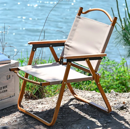 Chaise Pliante Portable en Bois, Équipement de Camping, Pêche, Jardin, Extérieur