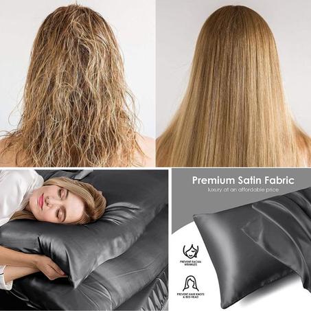 2 Taies d'oreiller en satin doux pour les cheveux et le visage