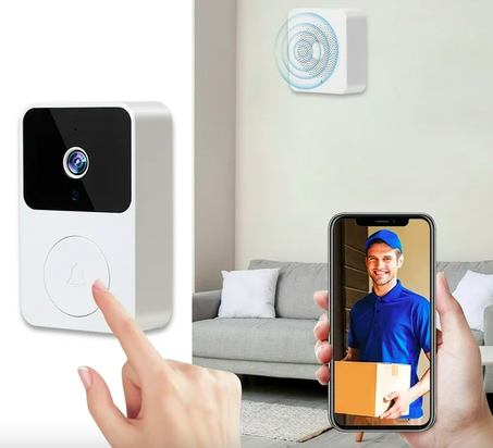 Sonnette Vidéo Intelligente Sans Fil WiFi Caméra de Sécurité avec Vision Nocturne Audio Bidirectionnel Détection de Mouvement Contrôle par Application Étanche