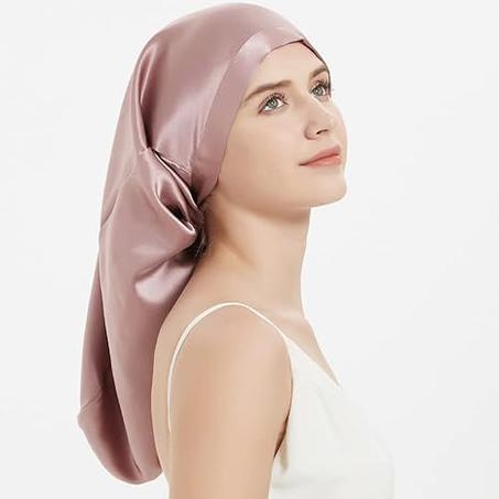 Bonnet de nuit en soie , pour cheveux longs
