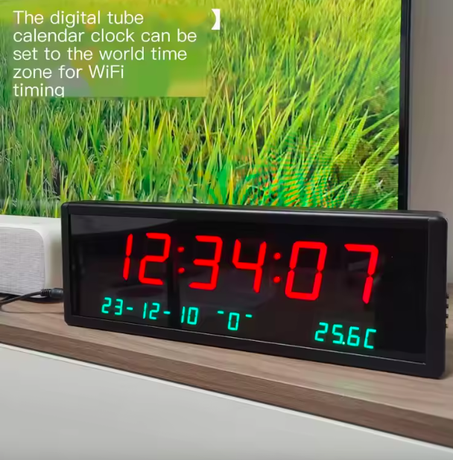 Horloge électronique numérique avec affichage de la date et de la température, heure mondiale, Wifi