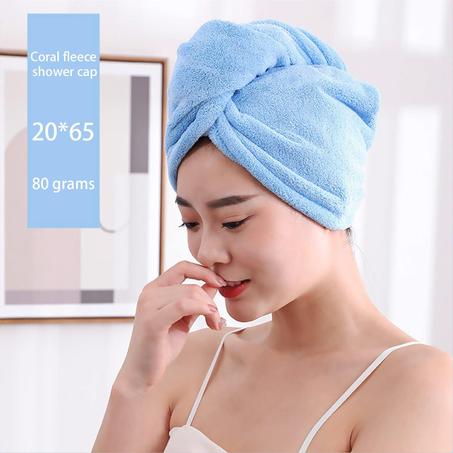 serviettes en microfibre extra large pour sécher les cheveux, super absorbantes, en forme de turban pour un séchage rapide. couleur bleu