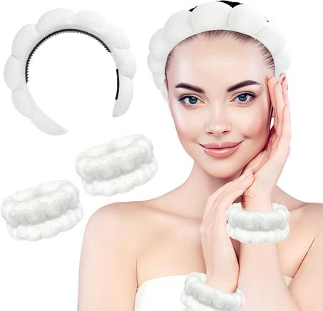 3 pièces ,1 bandeau de maquillage, 2 bandeaux de poignet