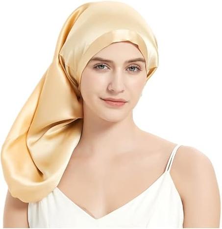 Bonnet de nuit en soie , pour cheveux longs