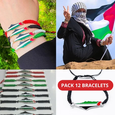pack 12 Bracelets Carte de Palestine, Unisex
