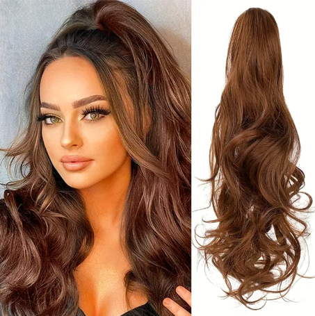 queue de cheval bouclé pince à griffes , marron claire