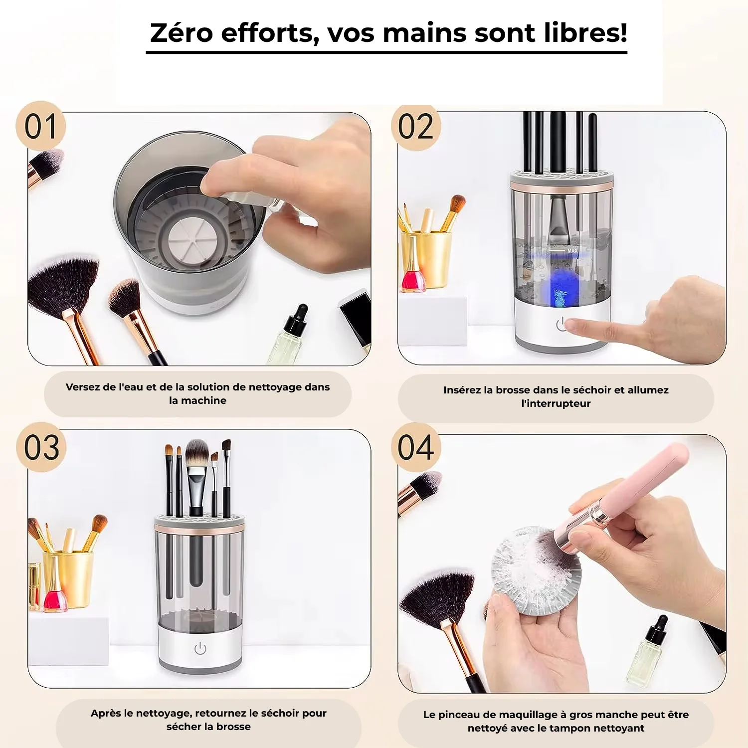 Nettoyeur Électrique Automatique pour Pinceaux de Maquillage
