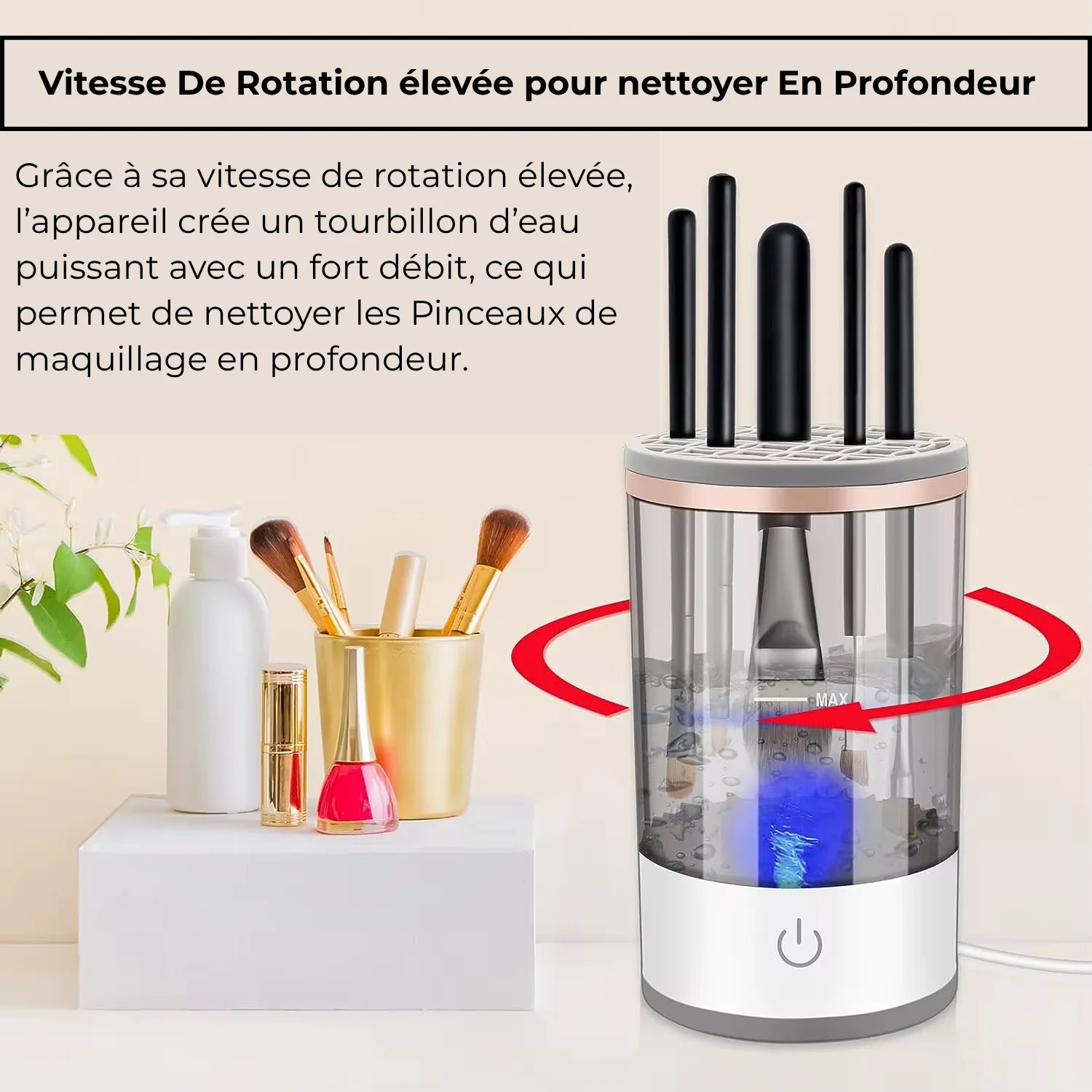 Nettoyeur Électrique Automatique pour Pinceaux de Maquillage