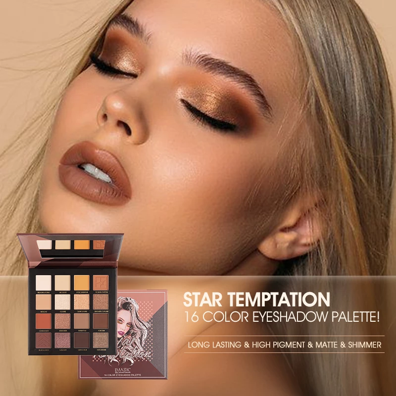 New 16 Color Eyeshadow Shimmer Palette Matte Highlighter Long Lasting Pigmented Powder Professional Mineral