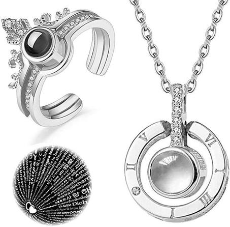 collier et bague je t'aime  en  100 langues