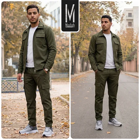 👕👖 طقم رجالي عصري KAPRA-MAVIX (توب + بنطال كارغو)