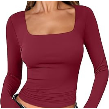 Top court à manches longues doublé rouge