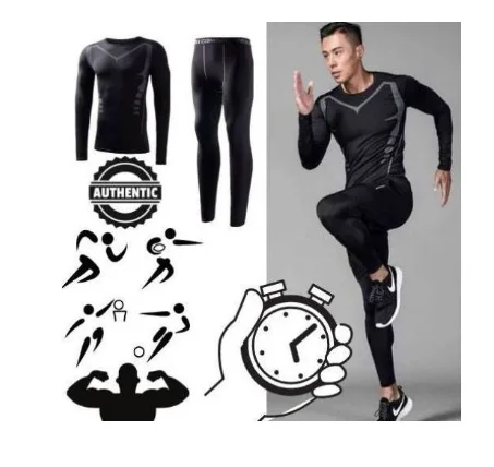 Survêtement de sport pour hommes طقم ضغط كامل بأكمام طويلة