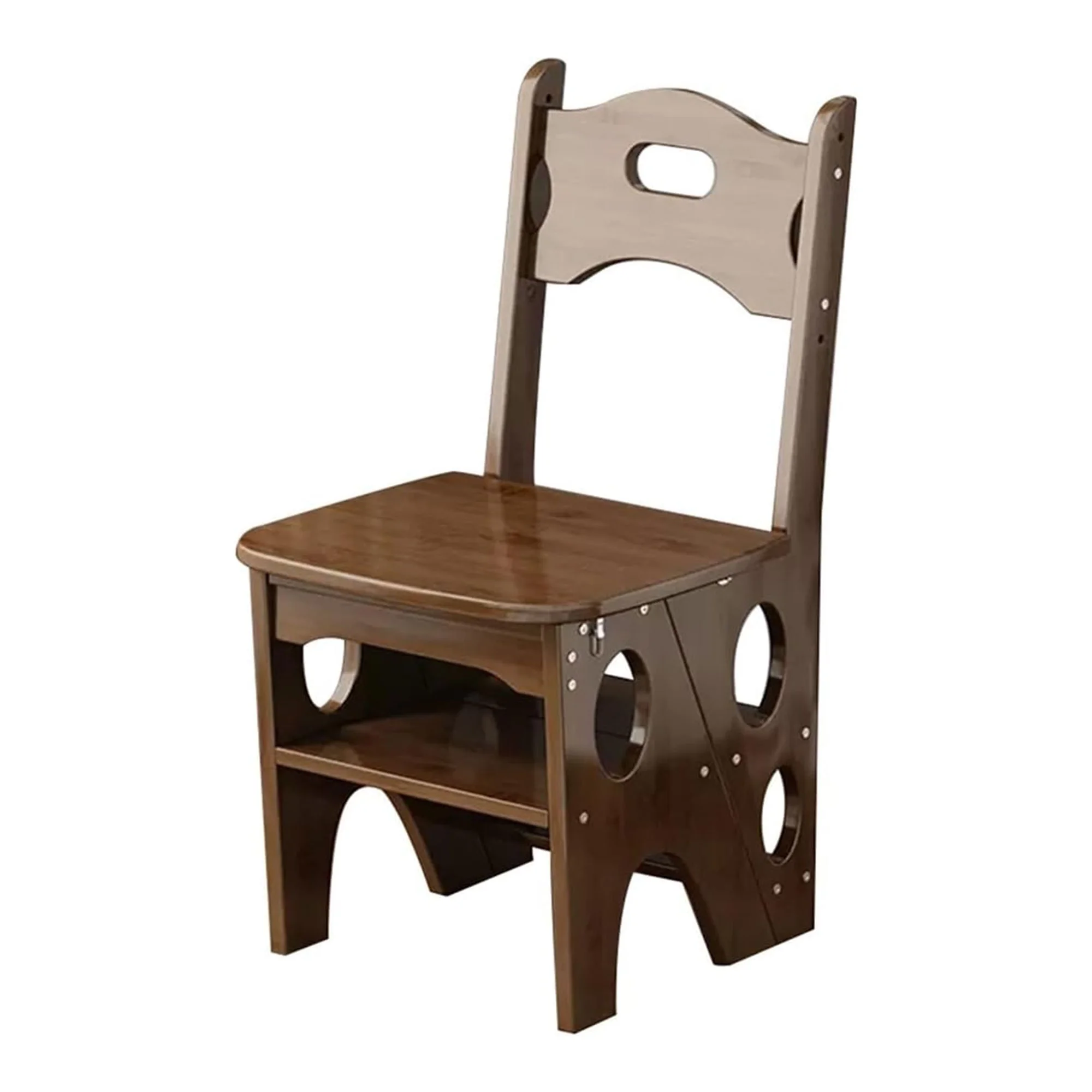 كرسي سلم خشبي قابل للطي 3 في 1