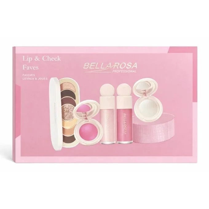 مجموعة Bella Rosa المفضلة للشفاه والخدود من Bella Rosa بروفيشنال - مجموعة مكياج احترافية متعددة الاستخدامات للشفاه والخدود، بألوان جذابة تدوم طويلاً.