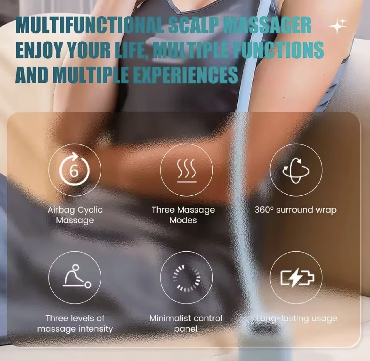 Sleep Aid Head Massager Airbag Wrapping Cap Scalp Massage Instrument with Air Compression Relaxation Rechargeable Use