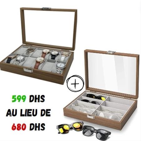 مجموعة علب الساعات و النضارات من الخشب الممتاز