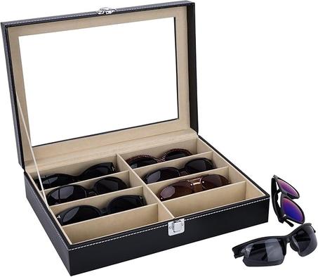 علبة تنضيم النضارات من الجلد الرفيع