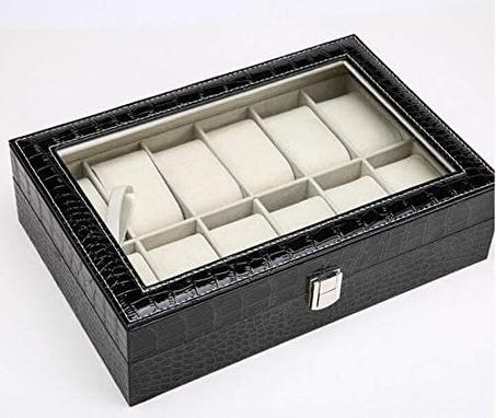 علبة الجلد الكروكوديل   ممتازة لترتيب 12ساعة