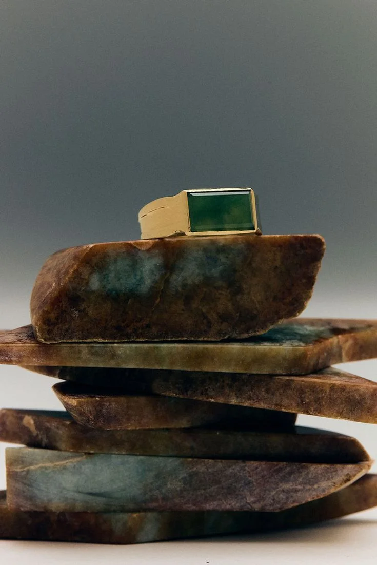 Bague Homme en Cuivre avec Pierre Verte – Élégance Naturelle