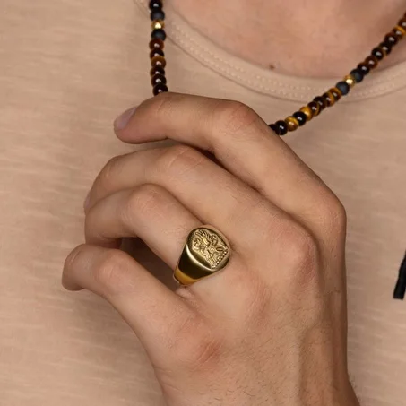 Ensemble Bijoux Élégant – Collier avec Pierres & Bague en Cuivre