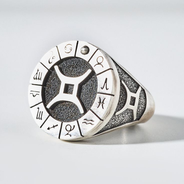 Bague Astrologie du Zodiaque Gémeaux en Argent Sterling – Cadeau Idéal pour Homme